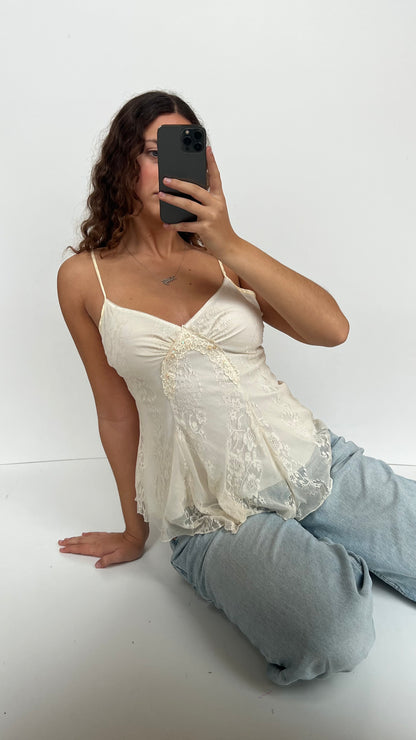 00s white lace babydoll cami- size L