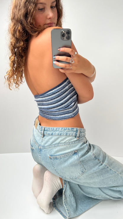 00s blue striped halter cami- size S