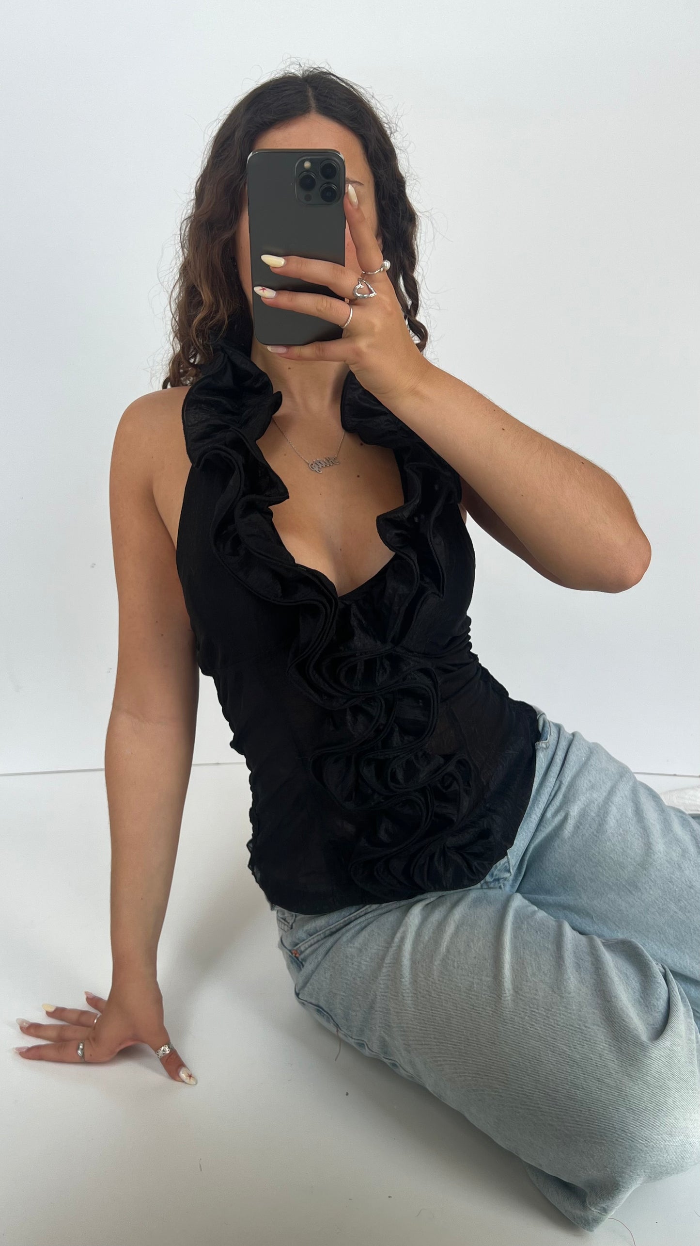 00s black halter cami- size M