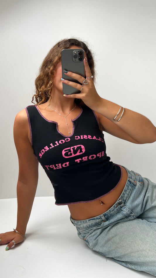 00s black graphic tank top- size S