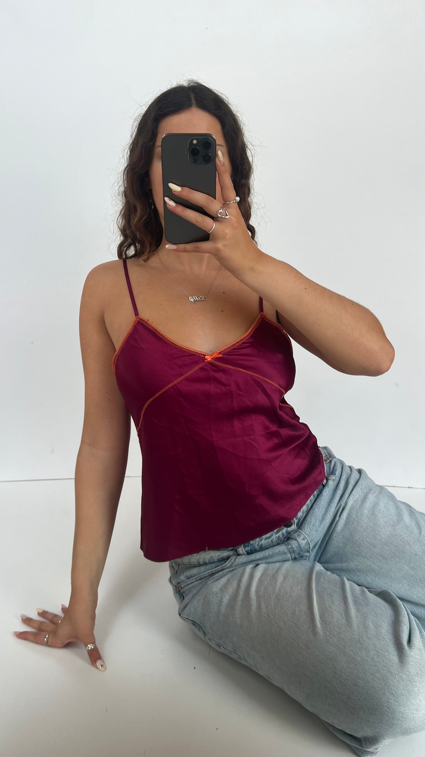 00s pink satin cami- size M