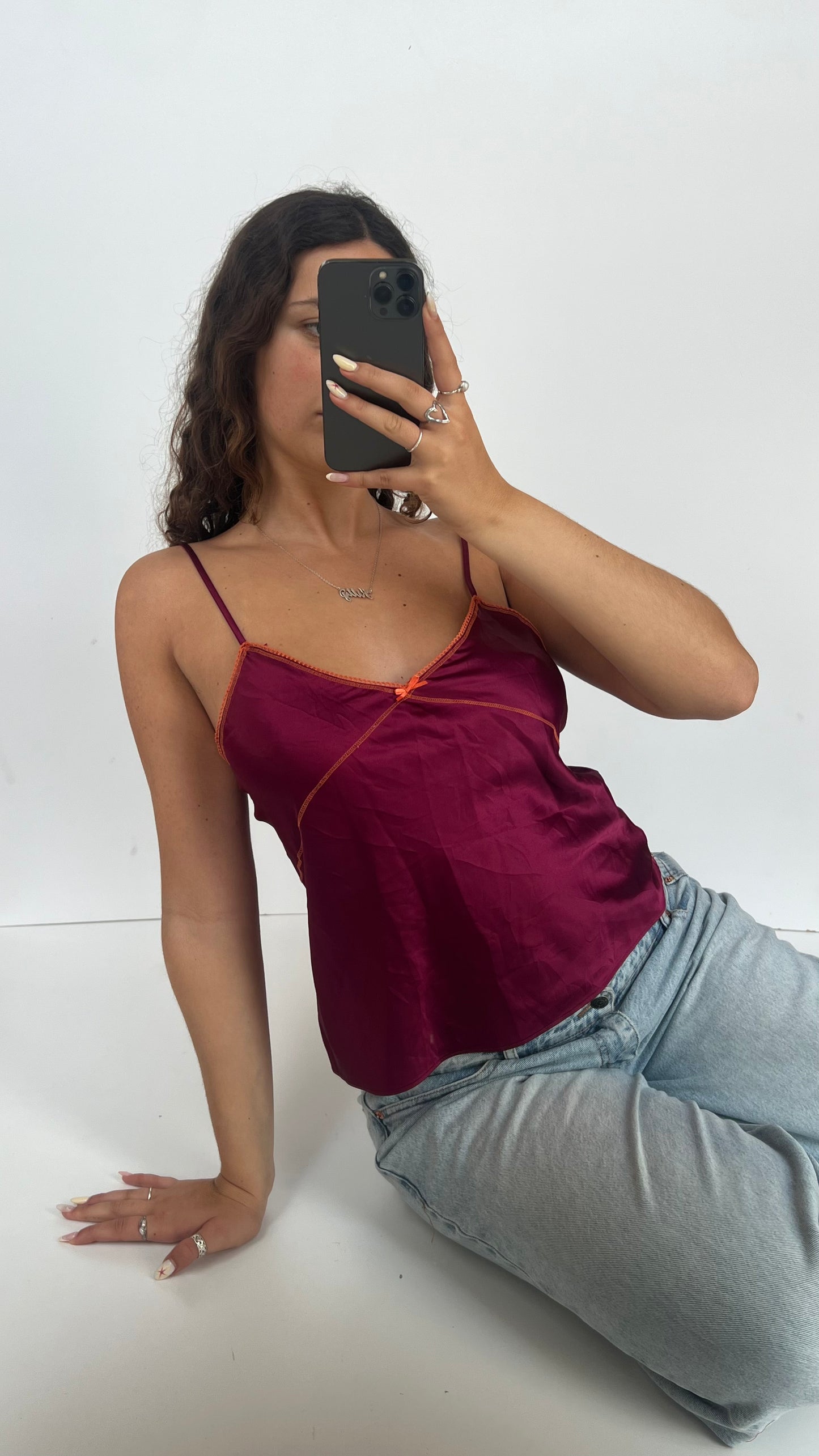 00s pink satin cami- size M