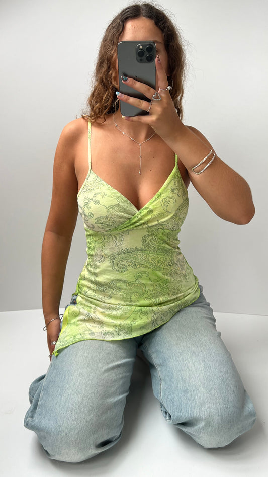 00s Pimkie green mesh cami- size M