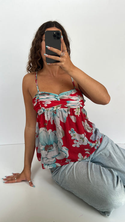 00s red floral cami- size S