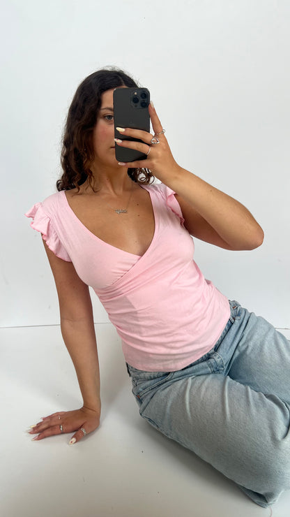 00s pink babydoll top- size L