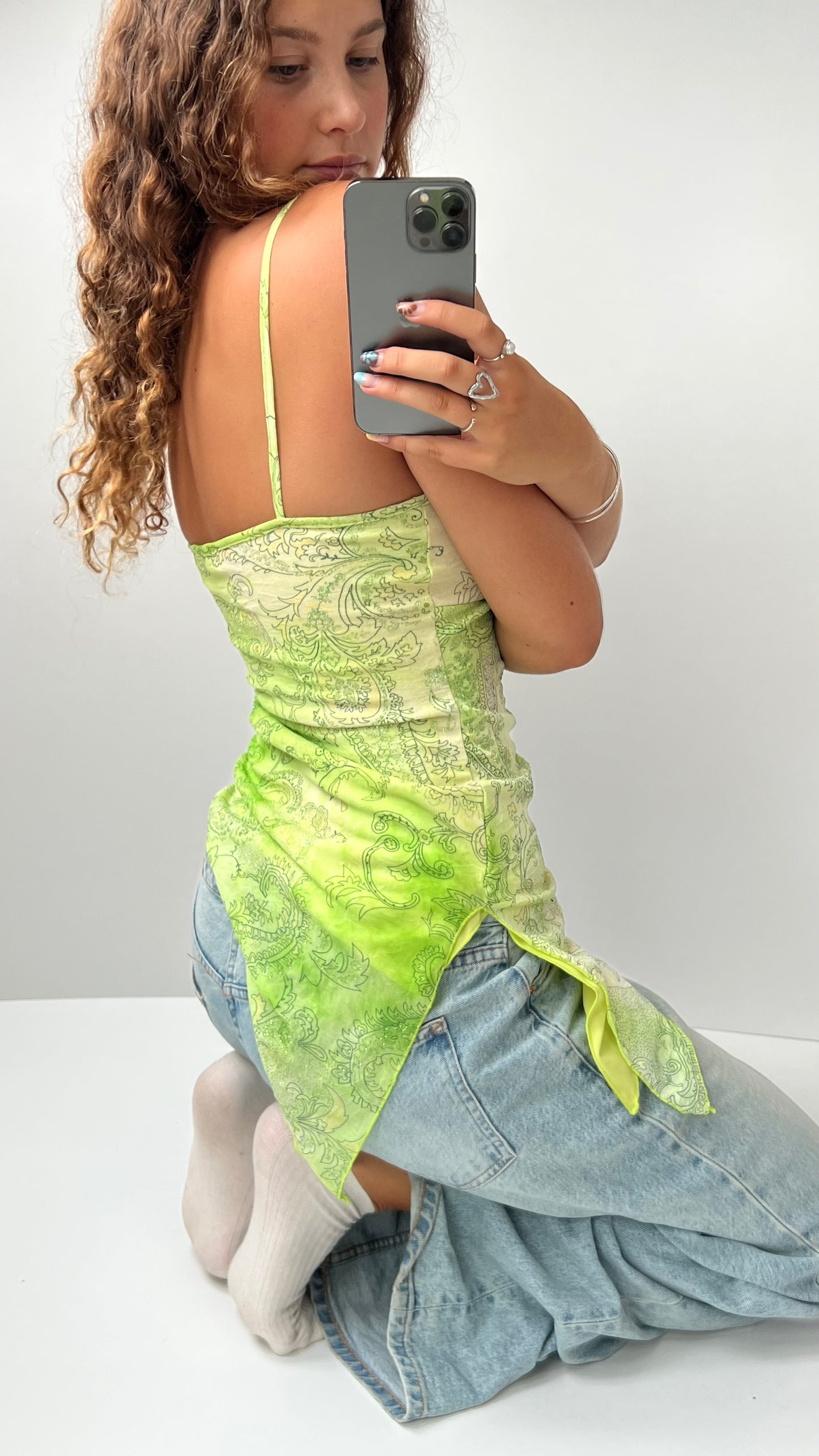 00s Pimkie green mesh cami- size M