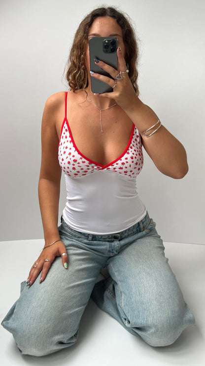 00s white floral cami- size S