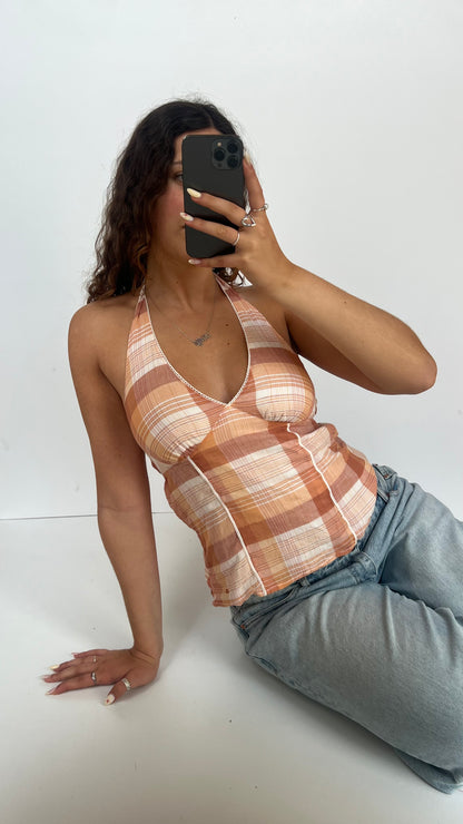 00s orange plaid cami- size S