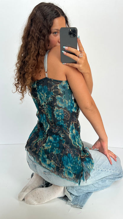 00s blue floral cami- size L