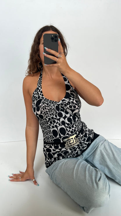 00s black white metal cami- size M