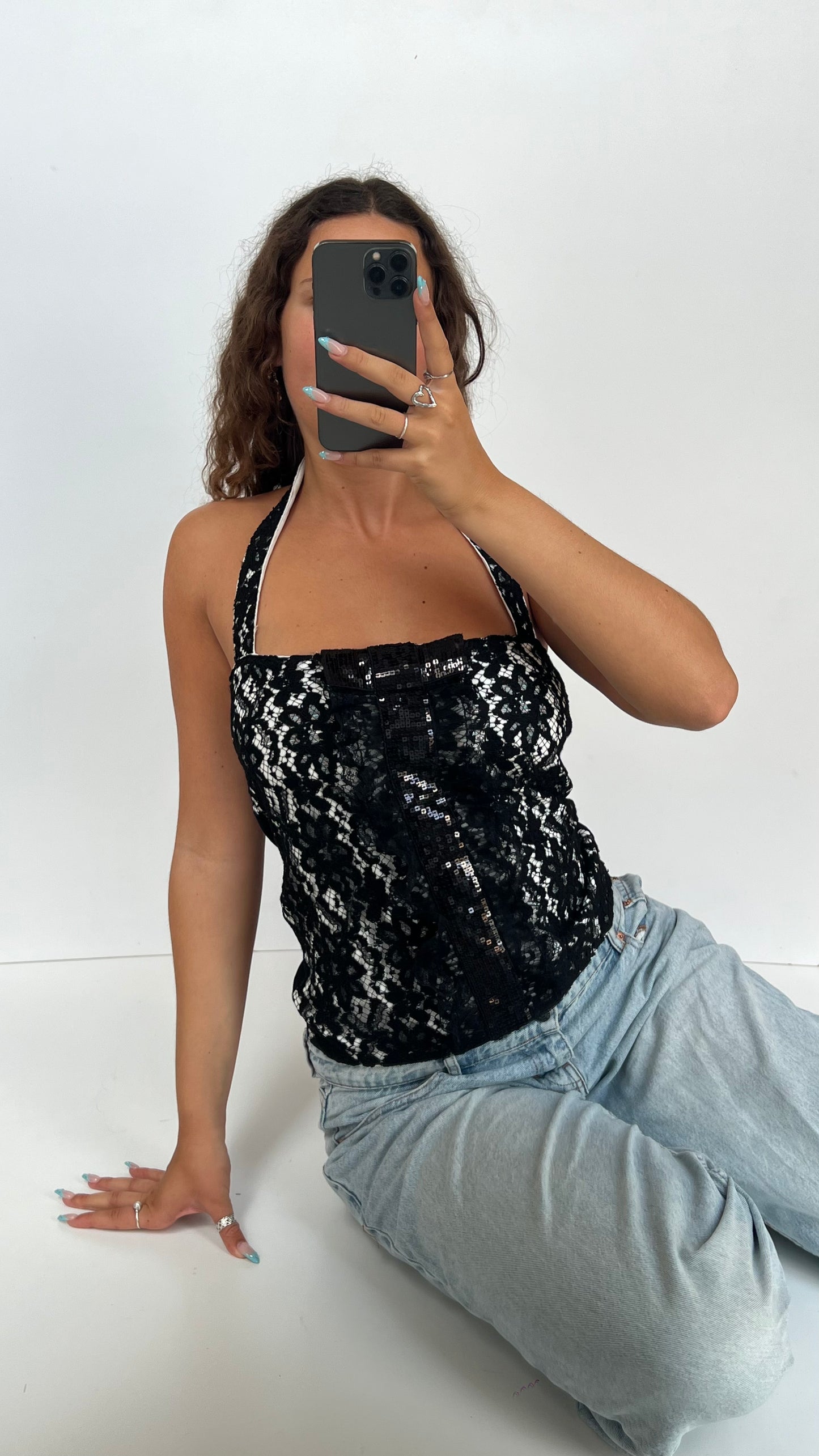 00s black lace cami- size S/M