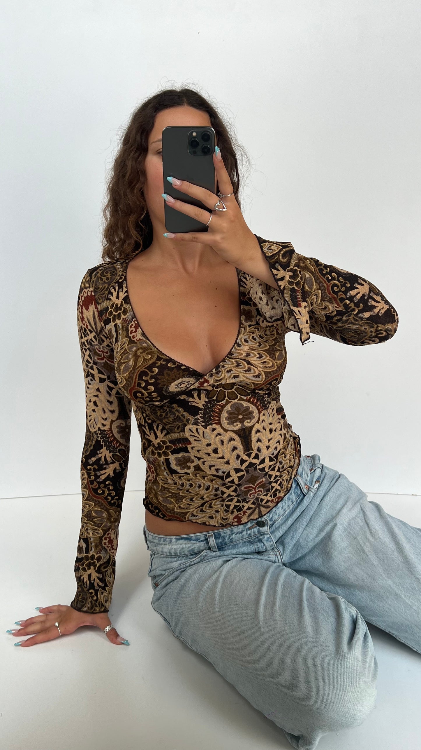00s brown mesh top- size S
