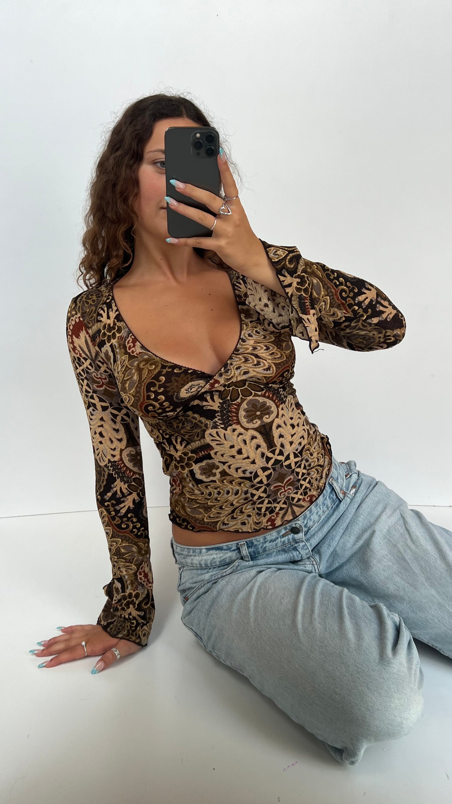 00s brown mesh top- size S
