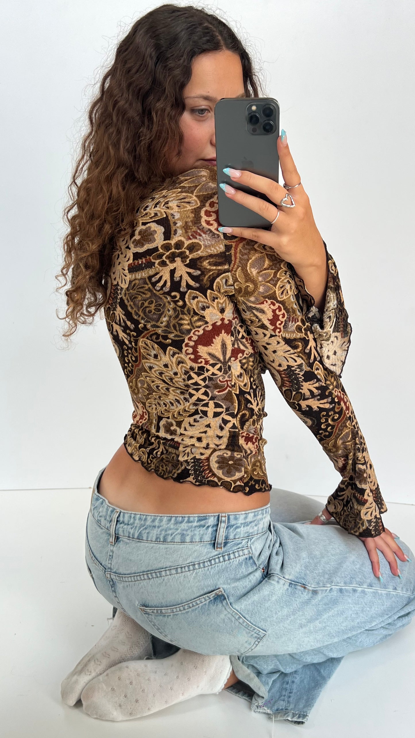 00s brown mesh top- size S