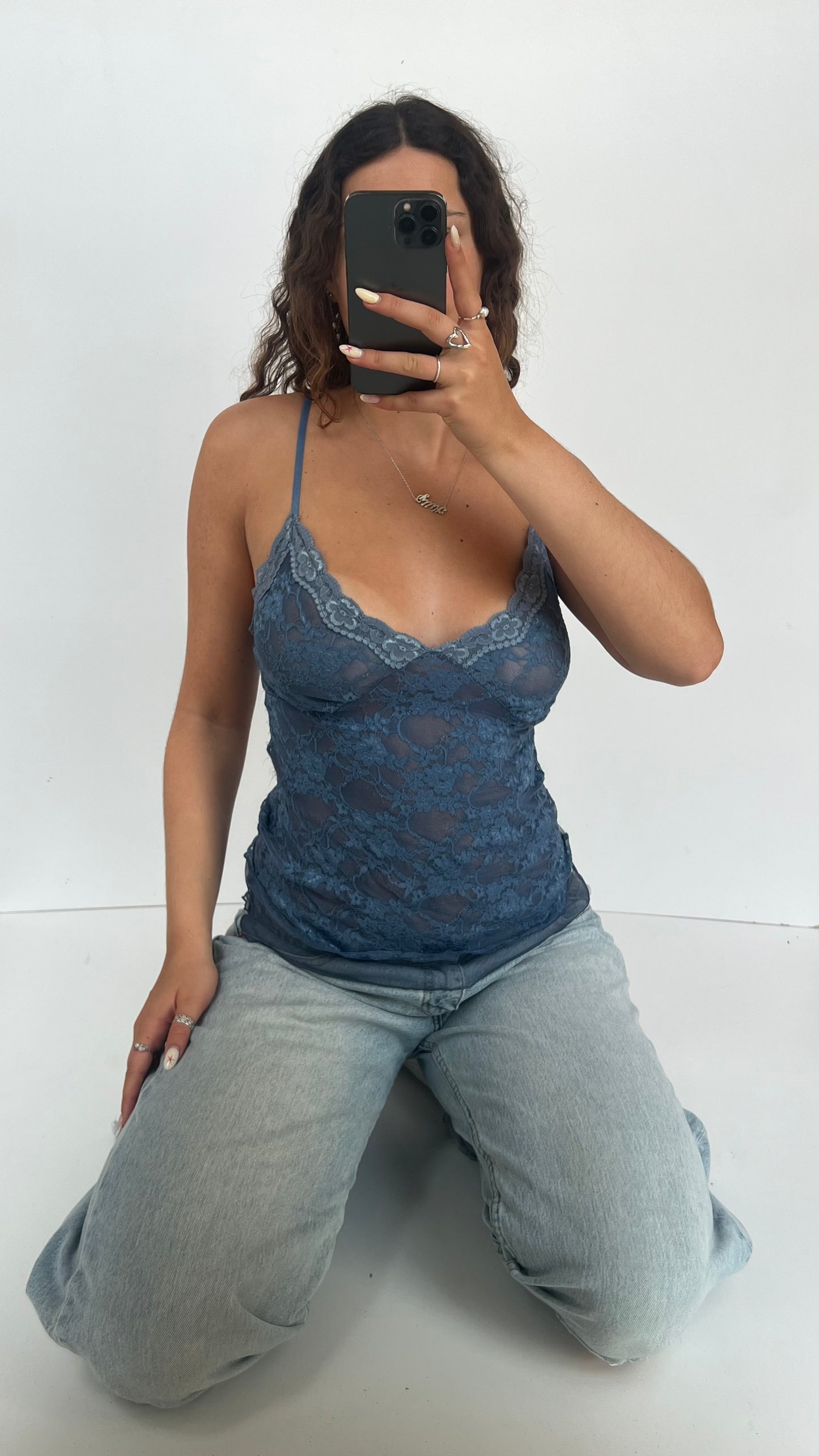 00s blue lace cami- size M