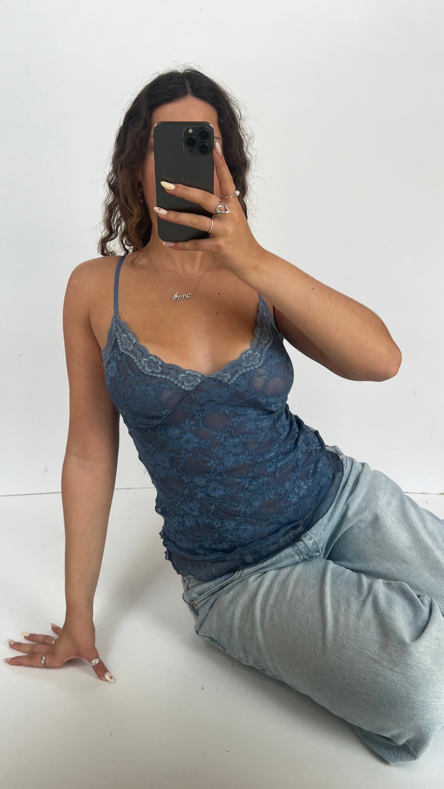 00s blue lace cami- size M
