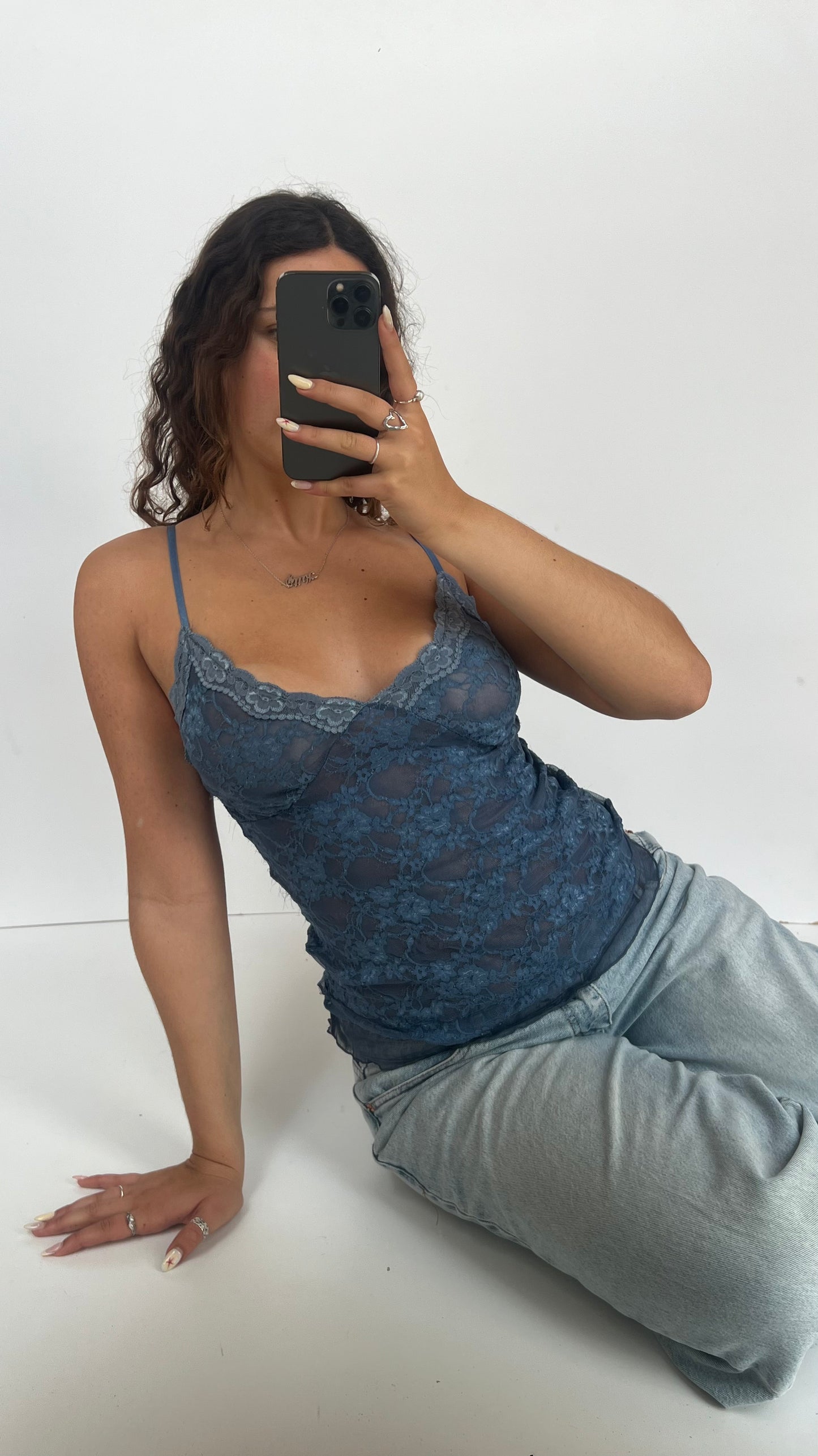 00s blue lace cami- size M