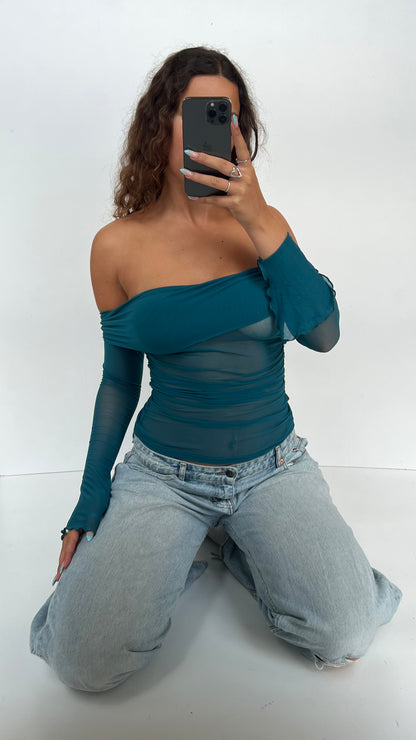 00s teal mesh top- size S