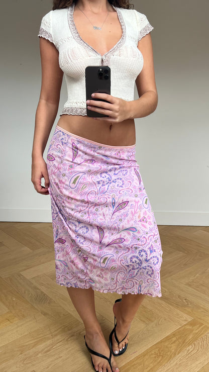 00s pink mesh midi skirt- size M