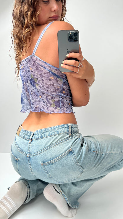 00s blue mesh floral cami- size XS