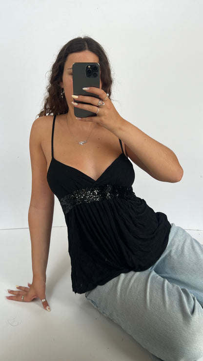 00s black sequin babydoll cami- size S