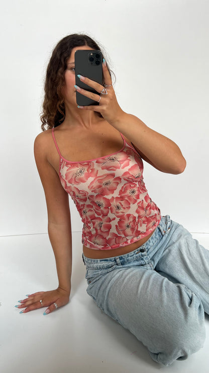 00s pink floral cami- size S