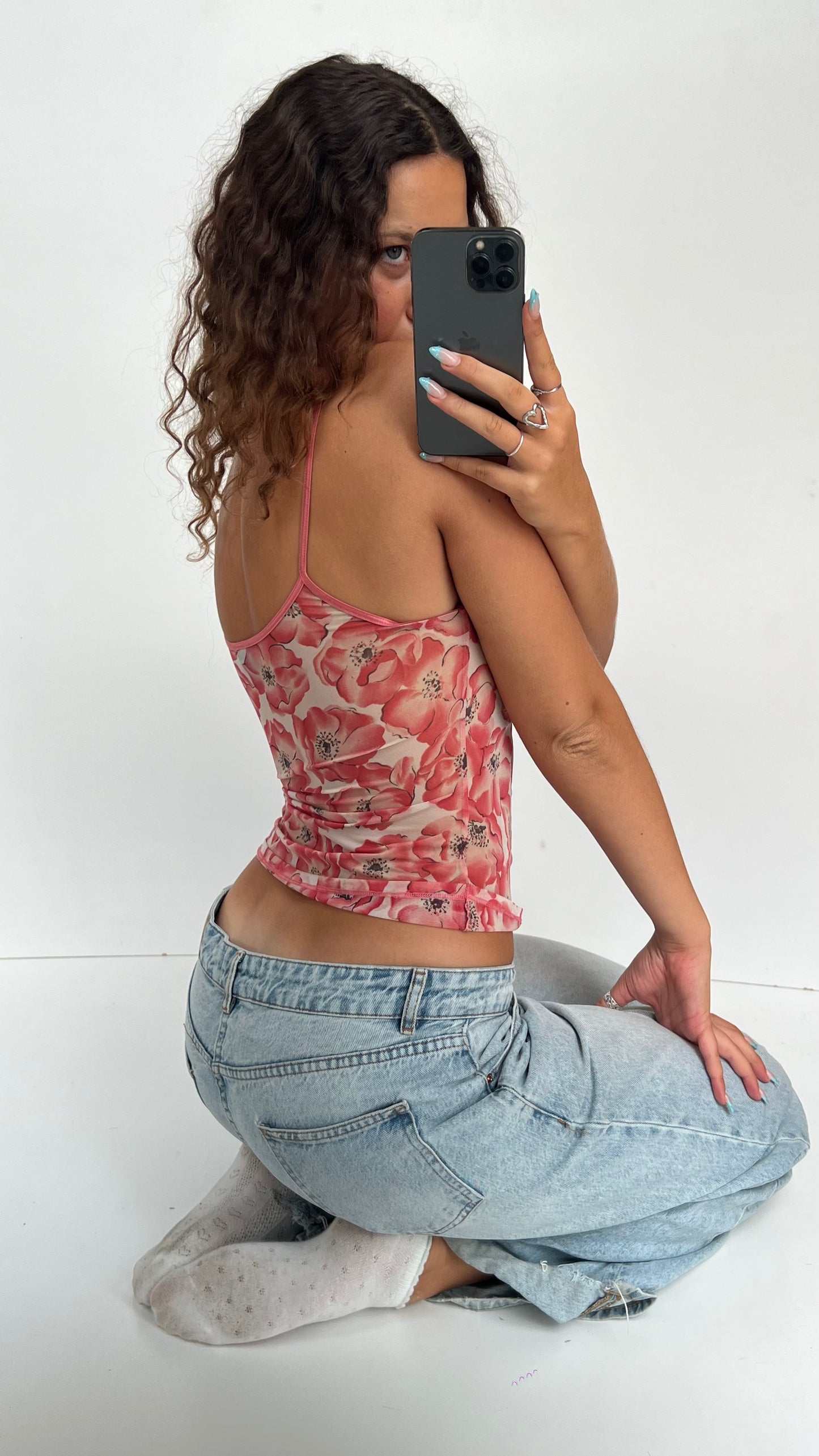 00s pink floral cami- size S