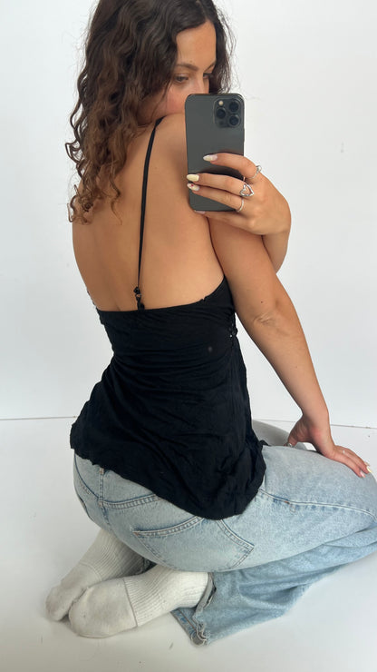 00s black sequin babydoll cami- size S