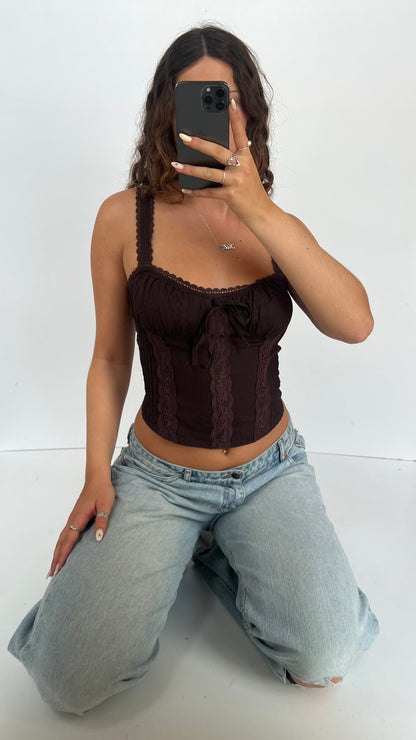 00s brown corset cami- size M