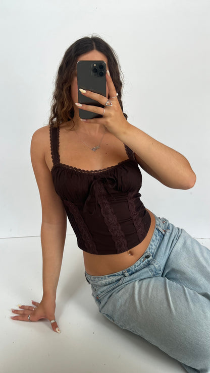 00s brown corset cami- size M