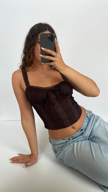 00s brown corset cami- size M