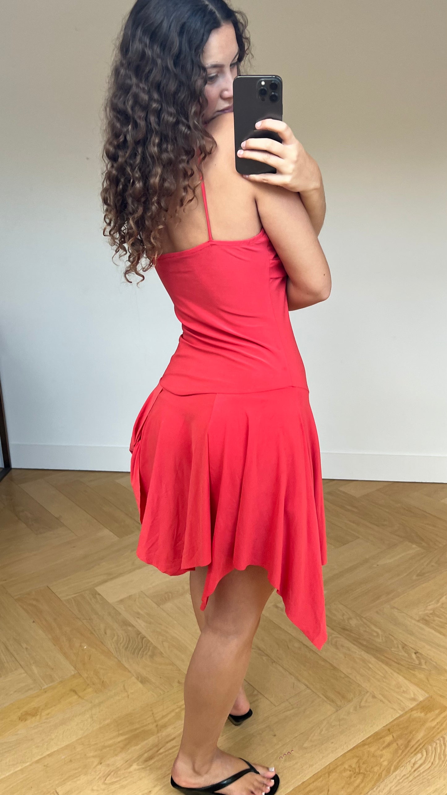 00s coral midi dress- size M