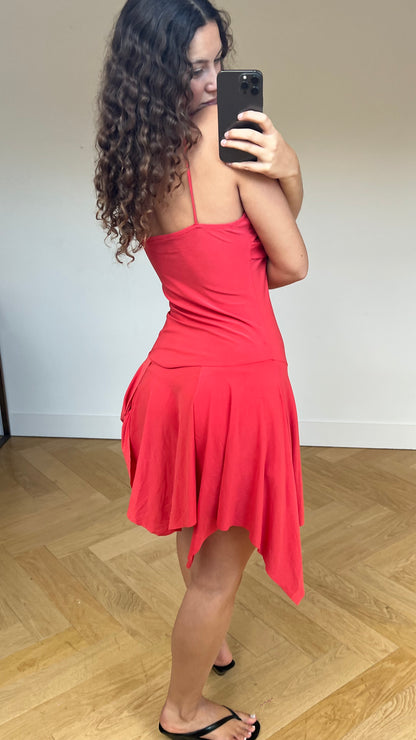 00s coral midi dress- size M