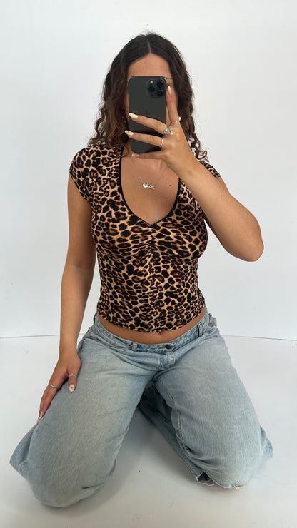 00s leopard baby tee- size S