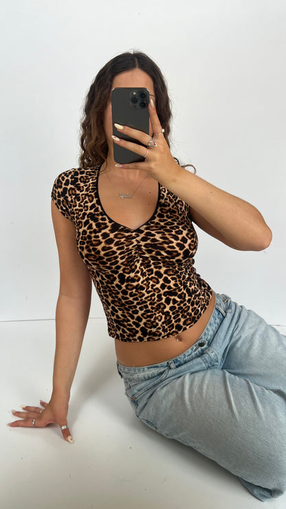 00s leopard baby tee- size S