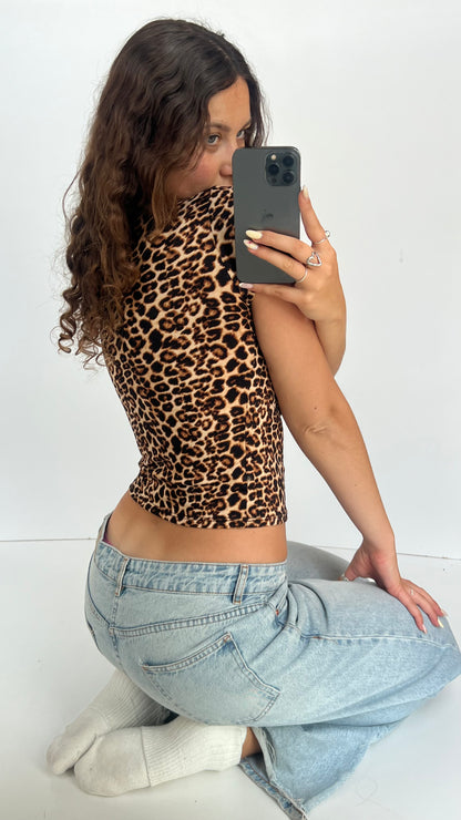 00s leopard baby tee- size S