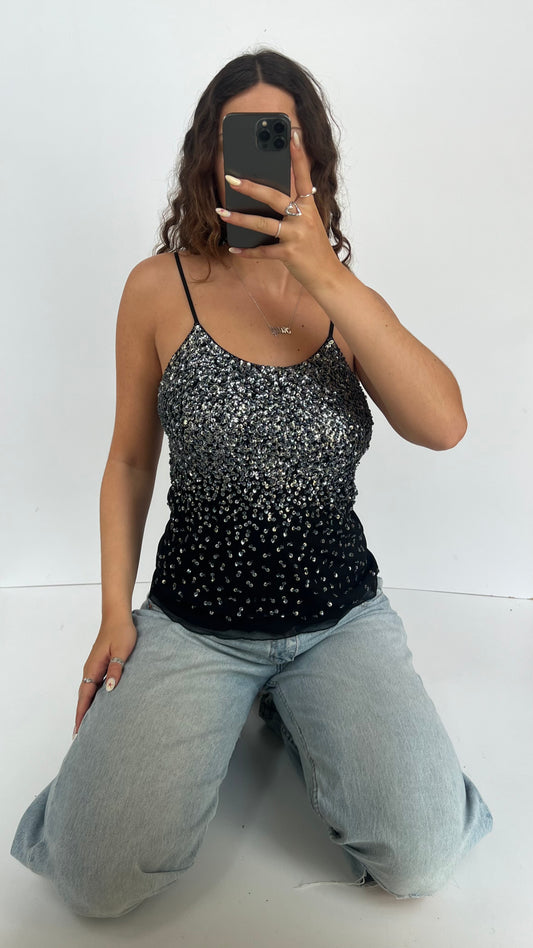 00s black sequin cami- size M