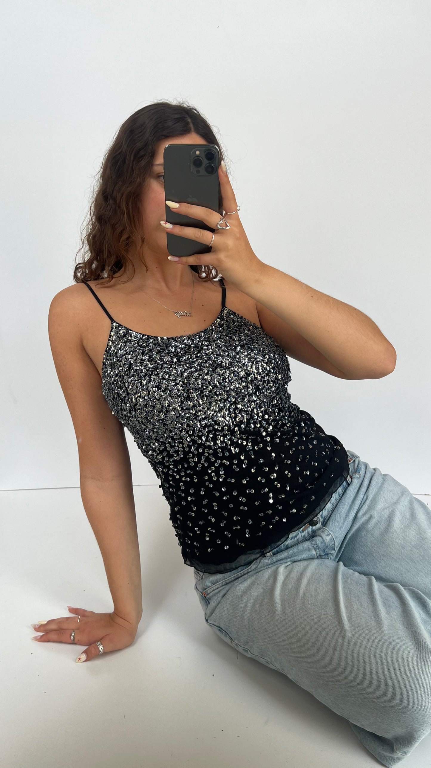 00s black sequin cami- size M