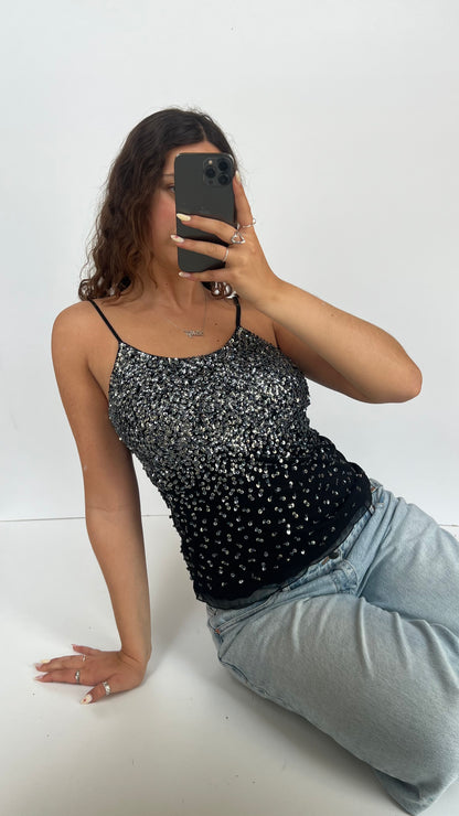 00s black sequin cami- size M