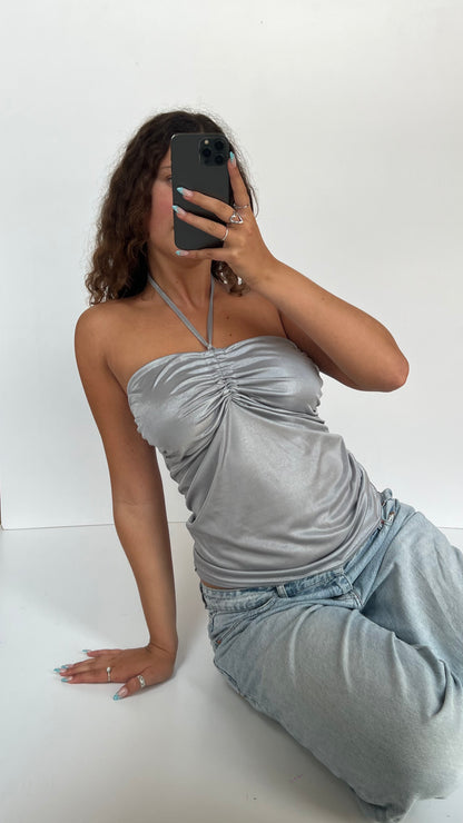 00s silver halter cami- size L