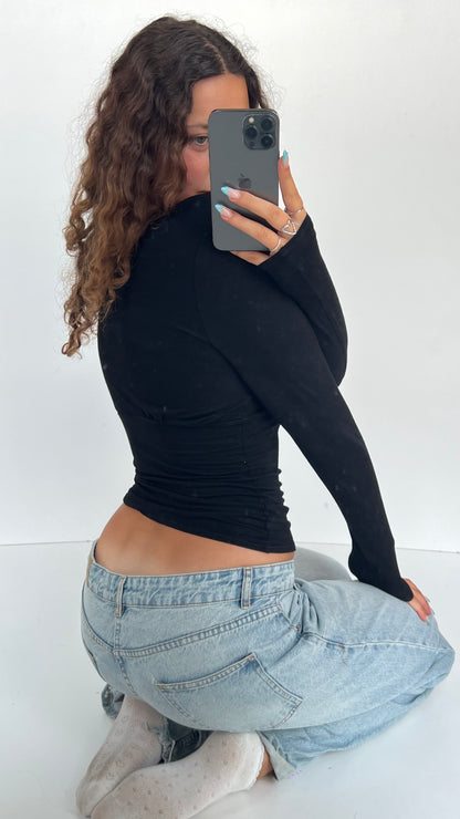 00s black embroidered top- size S