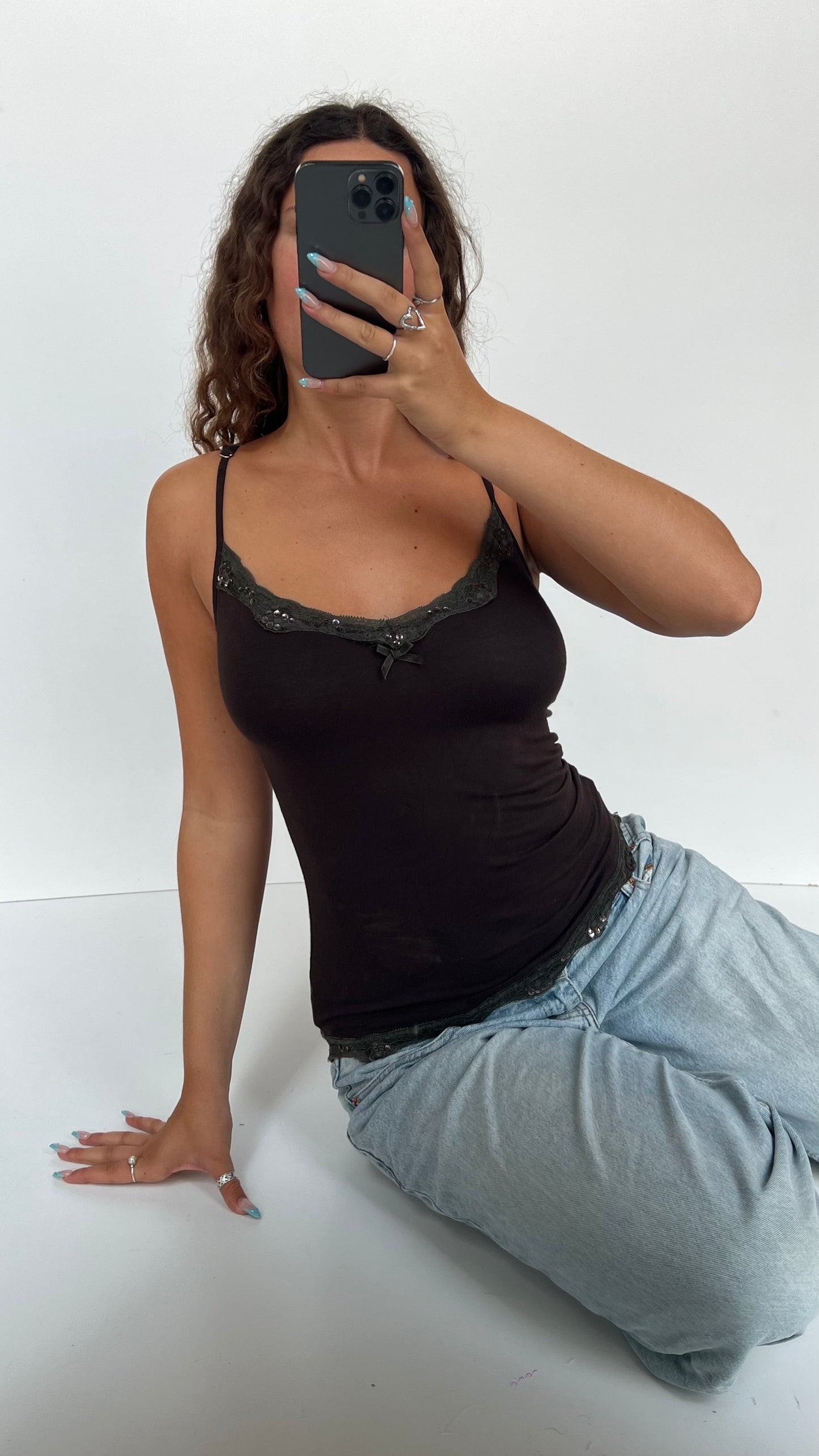 00s brown lace cami- size XS