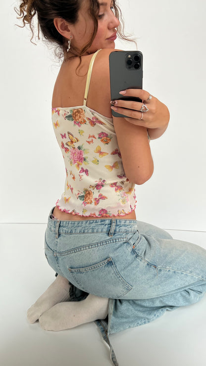 00s cream butterfly cami- size M