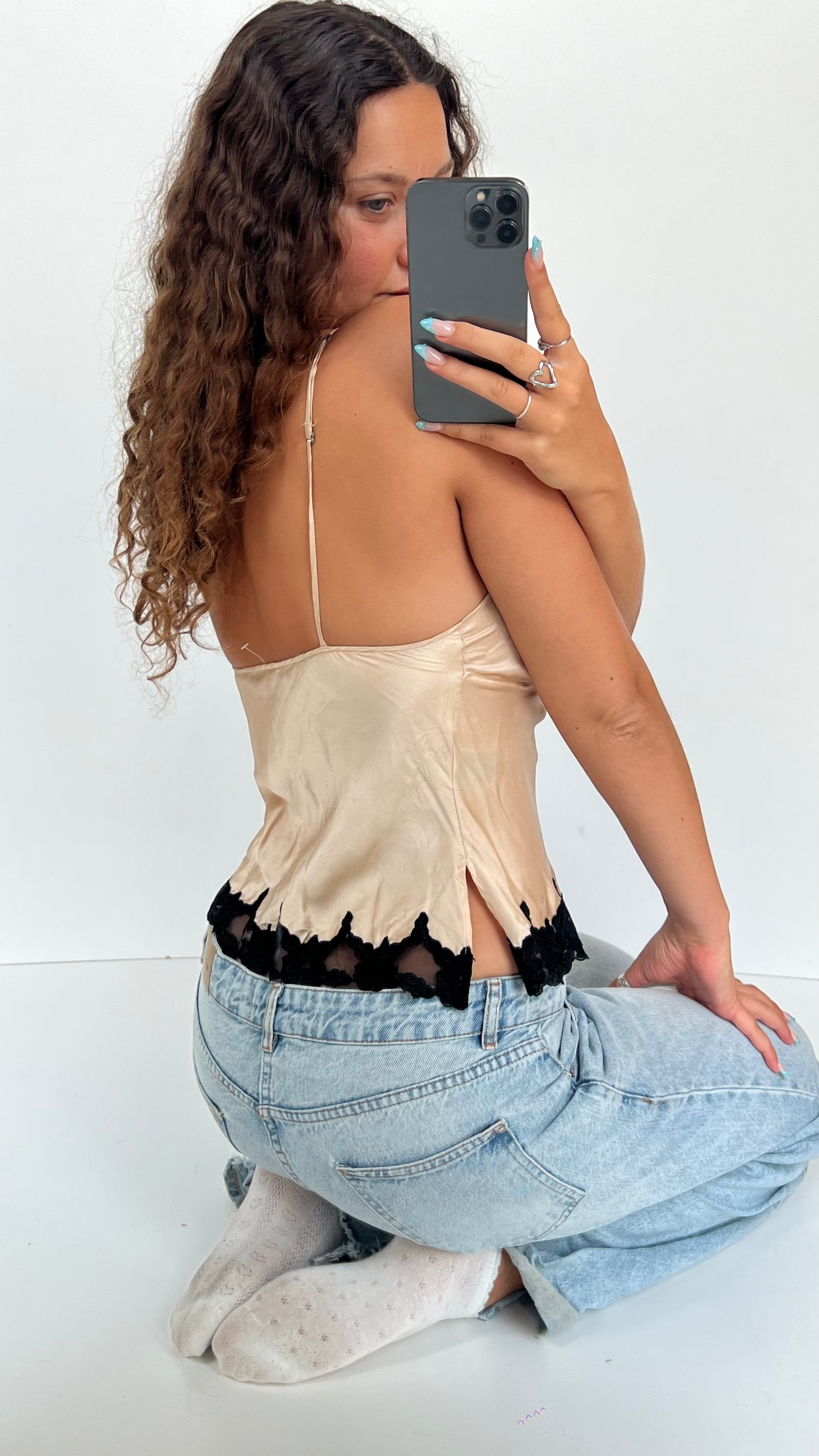 00s gold silk cami- size M
