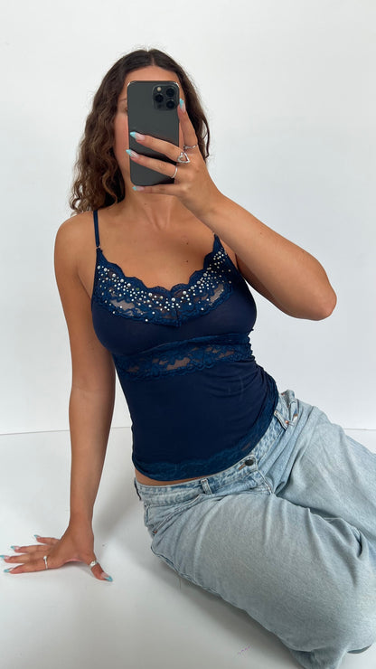 00s navy lace cami- size S