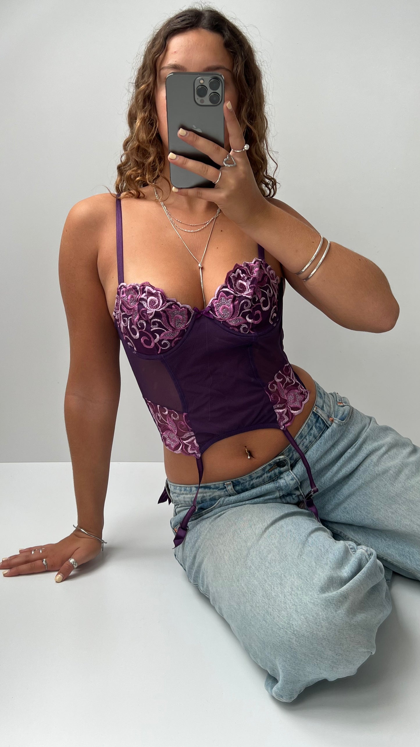 00s purple mesh corset- size M