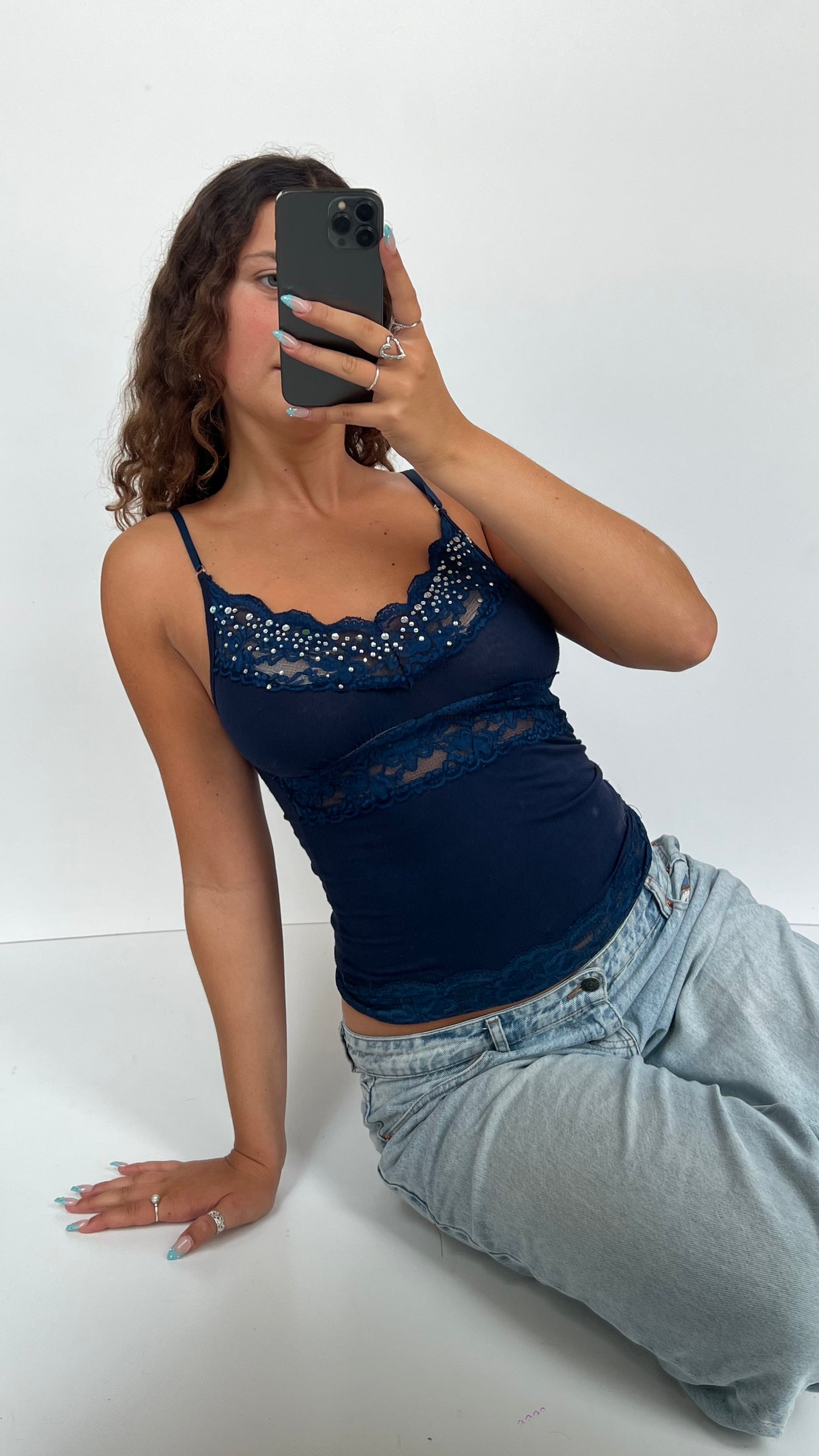 00s navy lace cami- size S