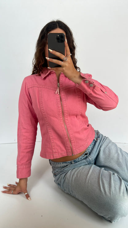 00s pink denim jacket- size M