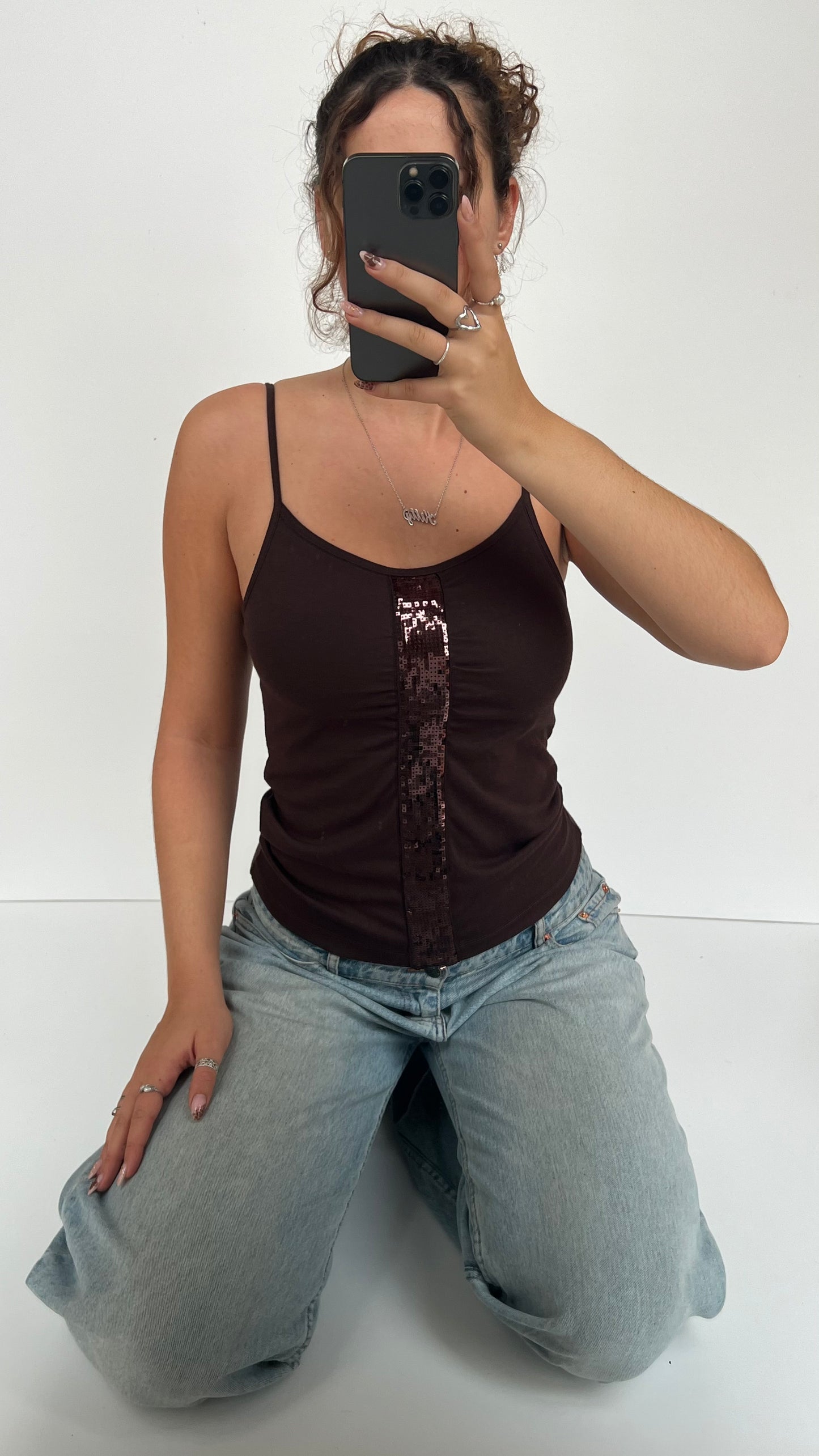 00s brown sequin cami- size M