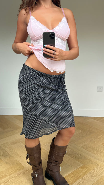 00s black stripe midi skirt- size M